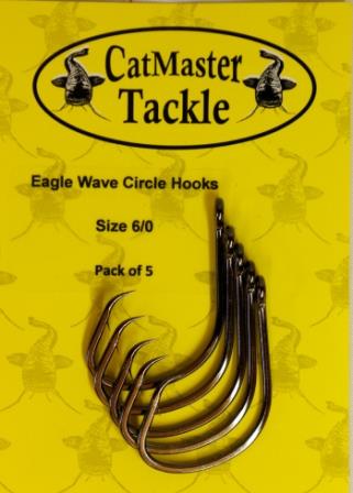 CatMaster Tackle Eagle Wave Circle Hooks Size 2/0 (Pack of 5 Hooks)