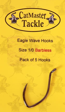 CatMaster Tackle Eagle Wave Hooks Barbless Size 1/0 (pack of 5 Hooks)