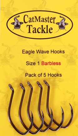 CatMaster Tackle Eagle Wave Hooks Barbless Size 2 & 1 (Pack of 5 Hooks)