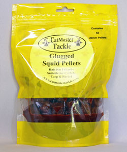 CatMaster Tackle Glugged Hair Rig Friendly 20mm Squid Pellets Small Pouch contains 50 pellets