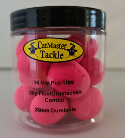 CatMaster Tackle Hi Vis Pop Ups Pink Oily Fish/Crustaceans  Combo (Dumbells) 28mm