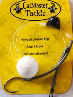 CatMaster Tackle Polyball Livebait Rig Green Size 1/0 Hook 30lb Mono 